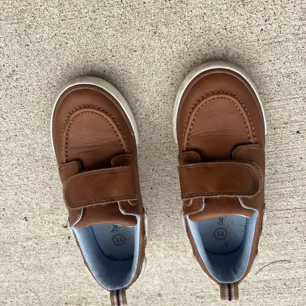 Cat & Jack Brown Kids Moccasins with Hook-and-Loop Strap